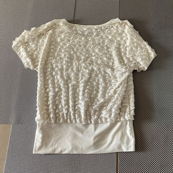 Cato Ruffled Blouse Womens XL Swoop Neck‎ Bling Cap Sleeve 4% Spandex - Picture 6 of 7